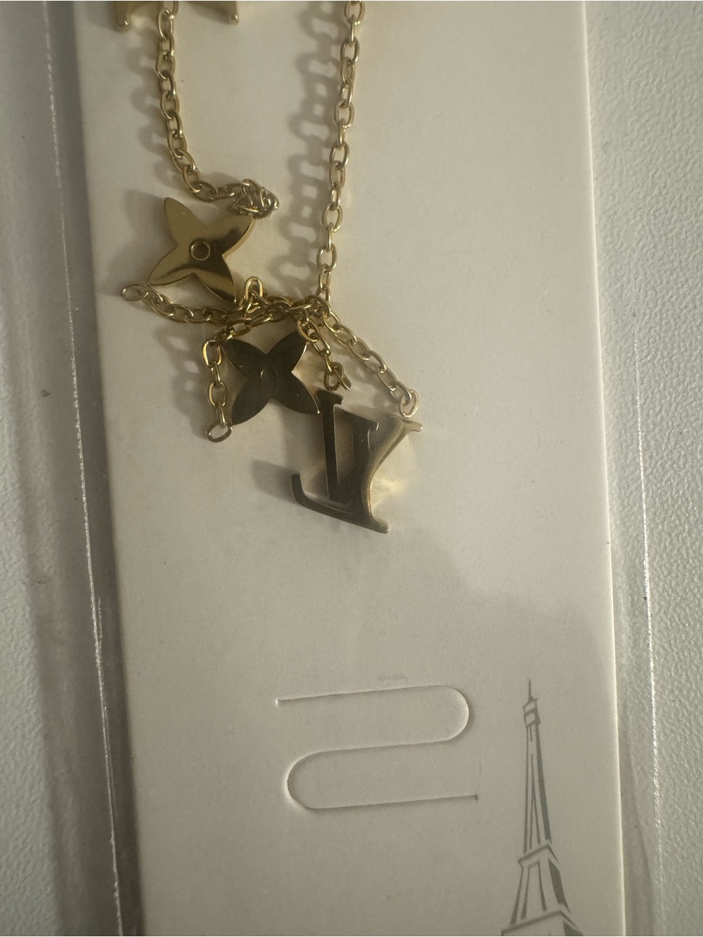 Louis Vuitton Gold Monogram LV Charm Necklace